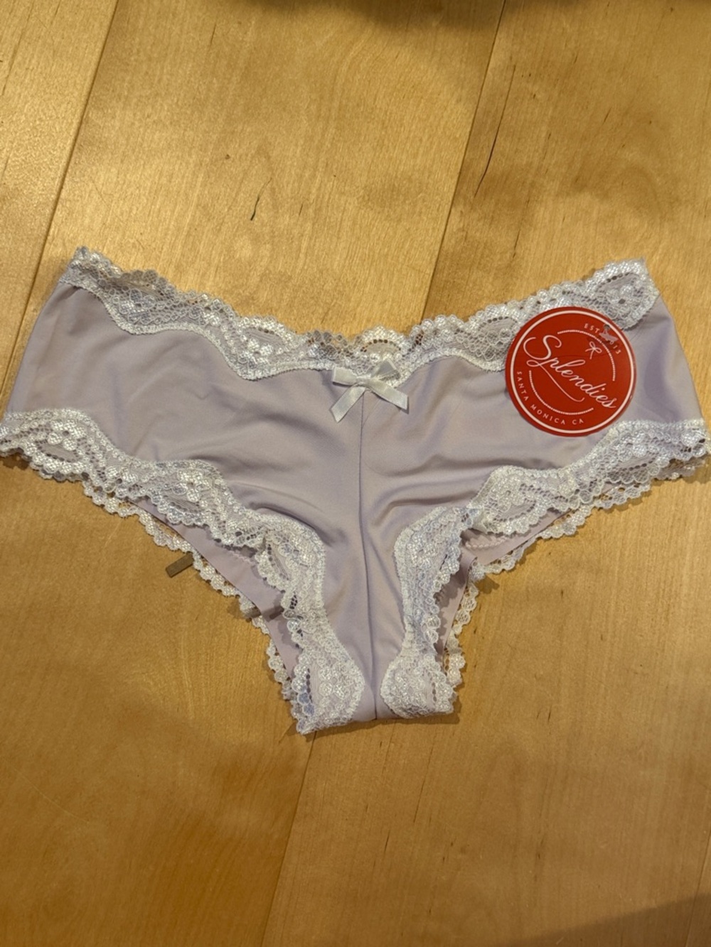 Silky Lavender Lace-Trim Bikini Panty with Bow